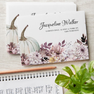 Autumn Purpkin Elegant Purple Flowers Foliage Envelope