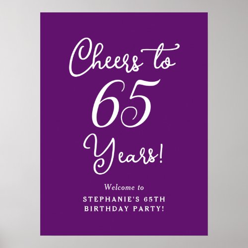 Autumn Purple Cheers to 65 Years 65th Birthday Poster