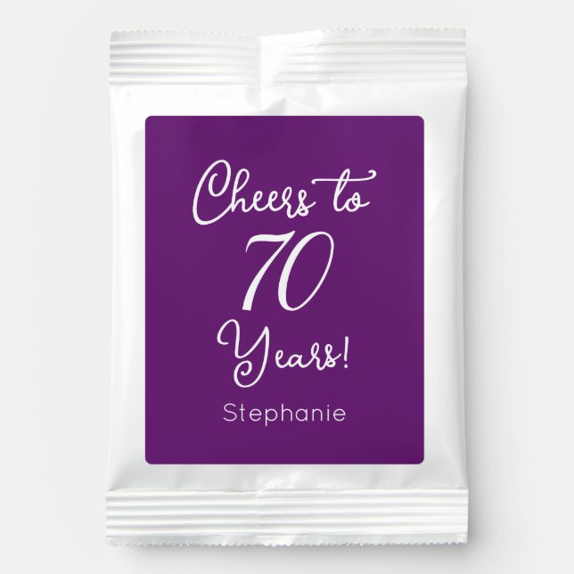 Autumn Purple Cheers to 70 Years 70th Birthday Hot Chocolate Drink Mix (Front)