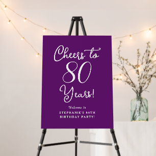 Autumn Purple Cheers to 80 Years Birthday Welcome Foam Board