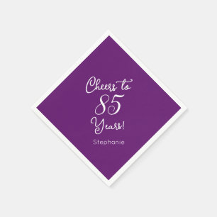 Autumn Purple Cheers to 85 Years 85th Birthday Napkins