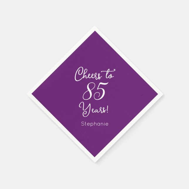 Autumn Purple Cheers to 85 Years 85th Birthday Napkins (Corner)