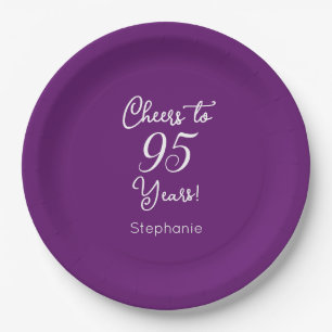 Autumn Purple Cheers to 95 Years 95th Birthday Paper Plates