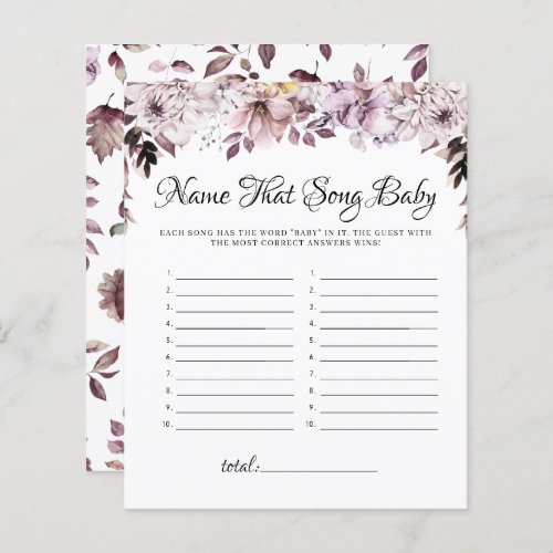 Autumn Purple Flowers Name That Song Baby Shower 