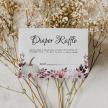 Autumn Purple Flowers Pumpkin Diaper Raffle