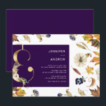 autumn purple foliage and floral Wedding Invitatio Invitation<br><div class="desc">a perfect autumn invitation for any occasion with a combination of deep purple tones and fall color for the ample foliage.</div>