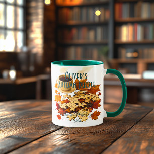Autumn Puzzle Coffee Mug – Cozy Fall Leaves Design