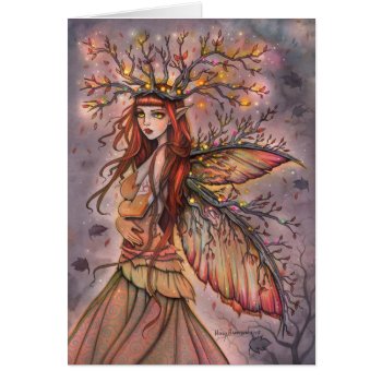 Autumn Queen Fairy Fantasy Art Card by robmolily at Zazzle