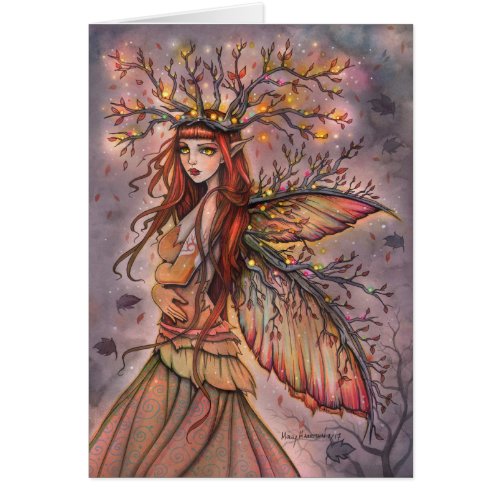 Autumn Queen Fairy Fantasy Art Card