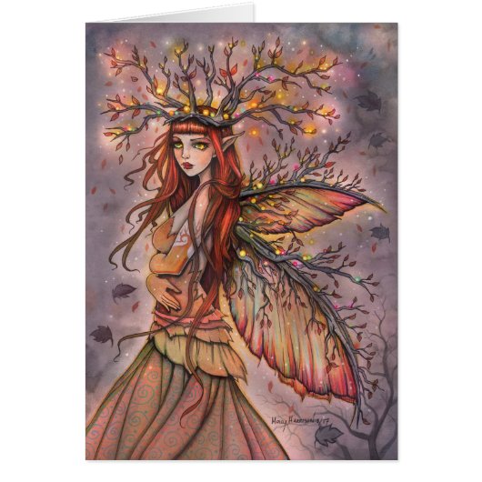 Autumn Queen Fairy Fantasy Art Card (Front)