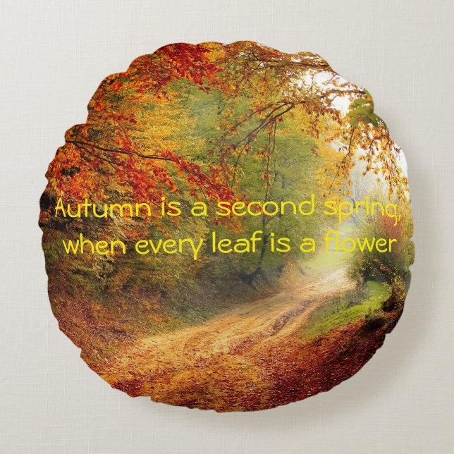 Autumn quote round pillow (Front)