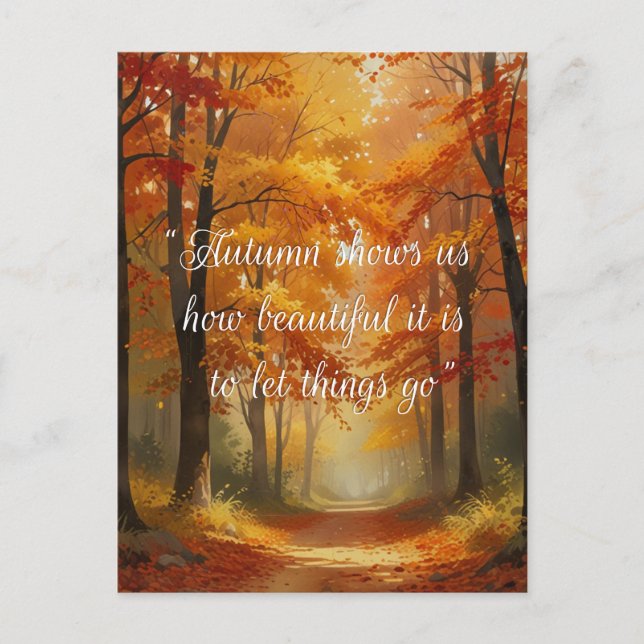 Autumn Quotes Forest Trees Leaves Ways  Postcard (Front)