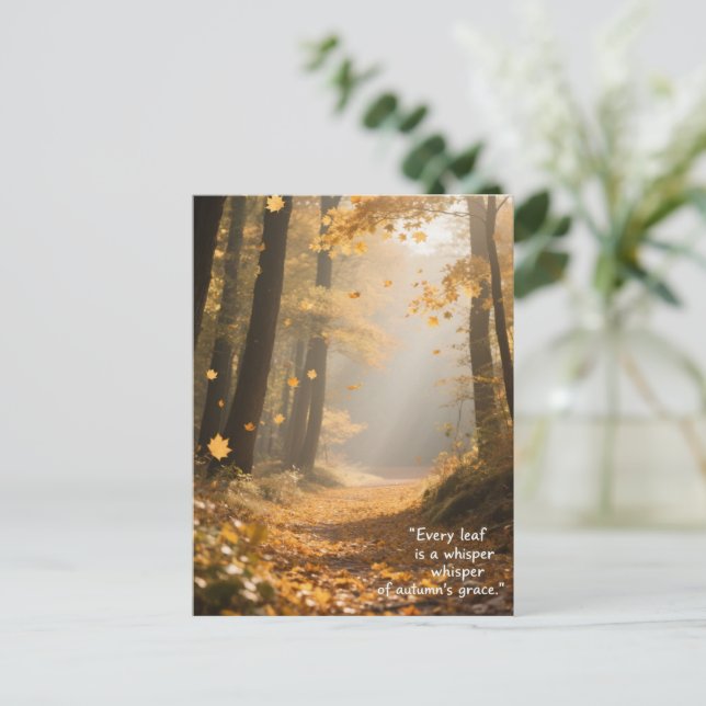 Autumn Quotes Forest Trees Leaves Ways  Postcard (Standing Front)