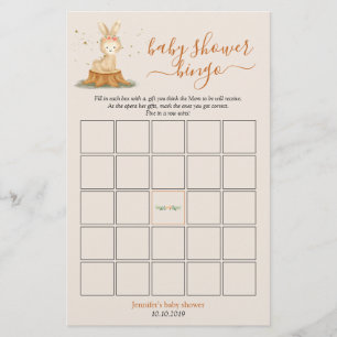 Autumn rabbit Baby Shower Harvest Bingo Game