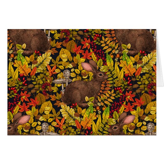 Autumn Rabbit on black Cards (Front Horizontal)