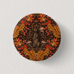 Autumn rabbit on brown button