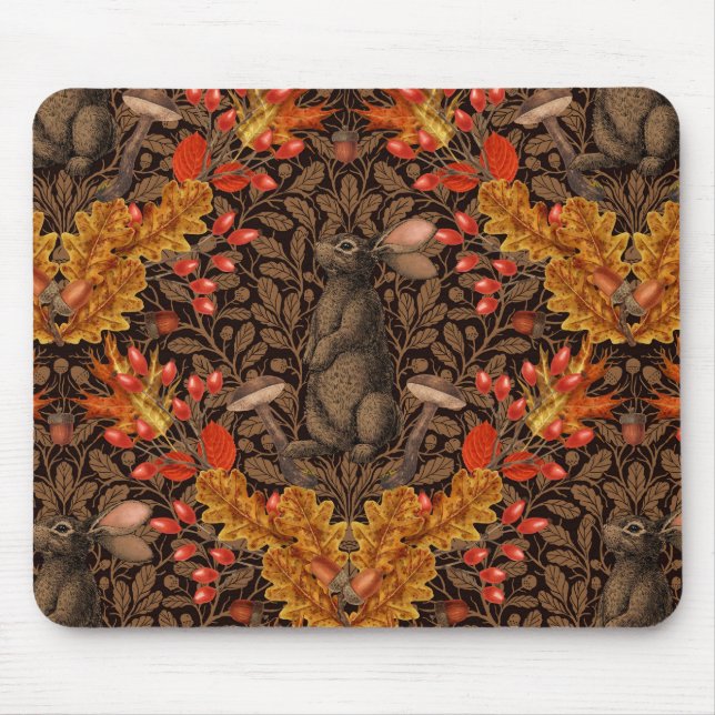 Autumn rabbit on brown mouse pad (Front)