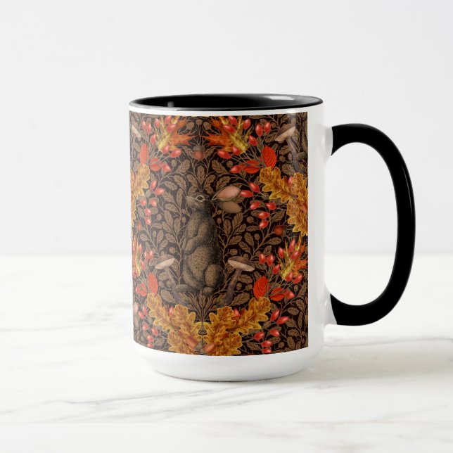 Autumn rabbit on brown mug (Right)