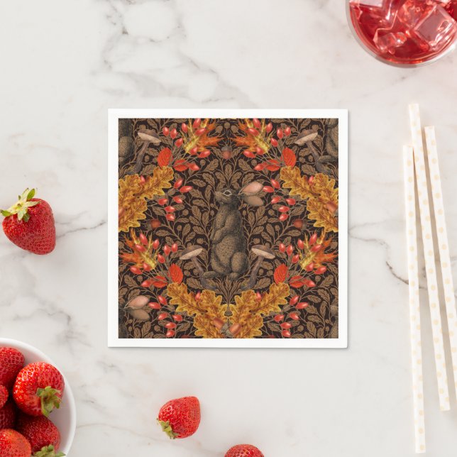 Autumn rabbit on brown napkins (Insitu)