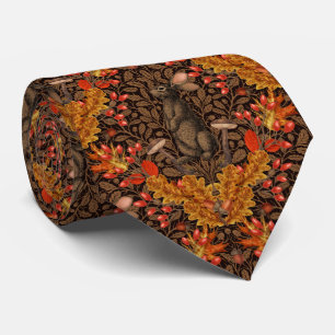 Autumn rabbit on brown neck tie