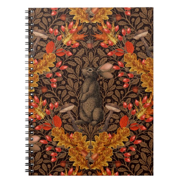 Autumn rabbit on brown notebook (Front)