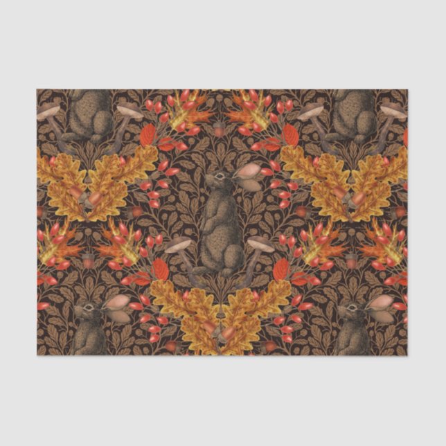 Autumn rabbit on brown tissue paper (Front)