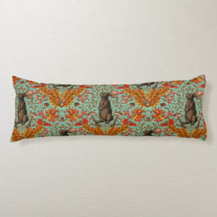 Autumn rabbit on light green body pillow