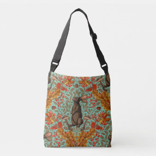 Autumn rabbit on light green crossbody bag