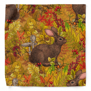 Autumn Rabbit on ochre Bandana