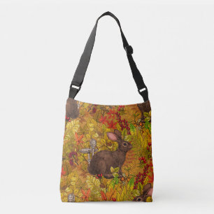 Autumn Rabbit on ochre Crossbody Bag