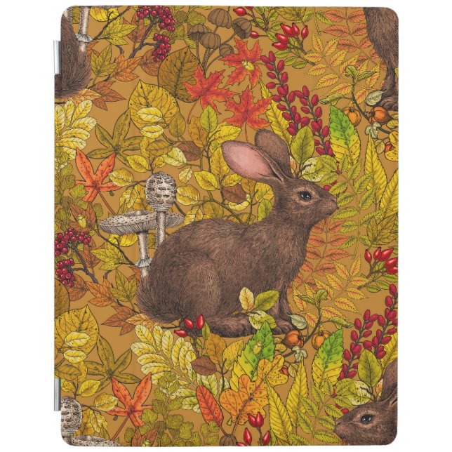 Autumn Rabbit on ochre iPad Smart Cover (Front)