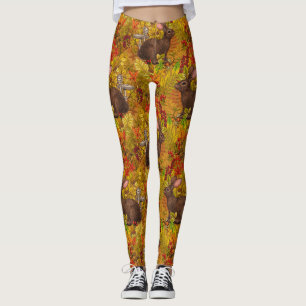 Autumn Rabbit on ochre Leggings