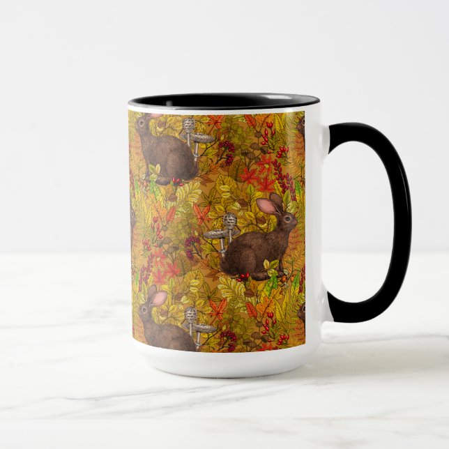 Autumn Rabbit on ochre Mug (Right)