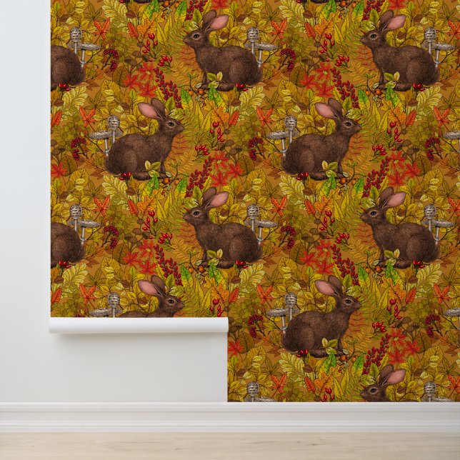 Autumn Rabbit on ochre Wallpaper (Application)