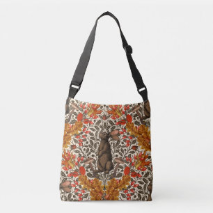 Autumn rabbit on off white crossbody bag