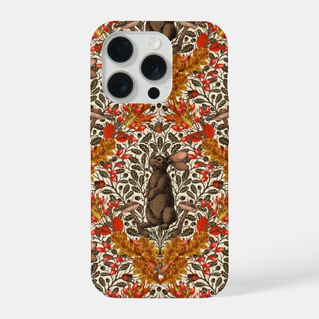 Autumn rabbit on off white iPhone case (Back)