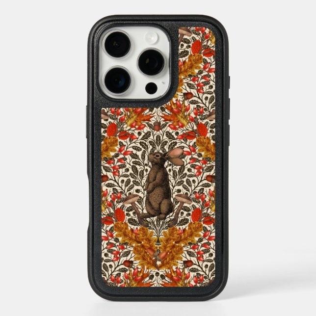 Autumn rabbit on off white otterbox iPhone case (Back)