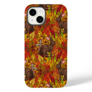 Autumn Rabbit on red Case-Mate iPhone 14 Case