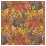 Autumn Rabbit on red Fabric