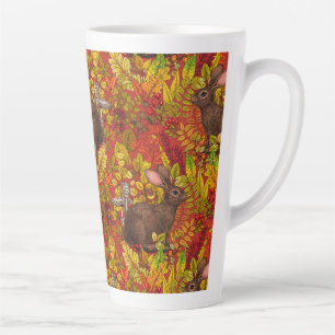 Autumn Rabbit on red Latte Mug