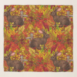 Autumn Rabbit on red Scarf<br><div class="desc">Hand-painted cute rabbit and autumn flora.</div>