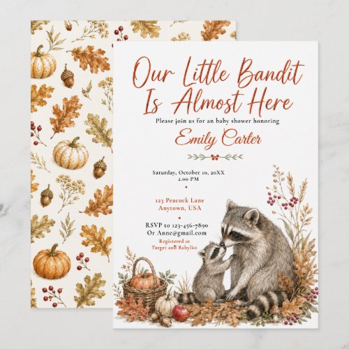 Autumn Raccoon Baby Shower Invitation