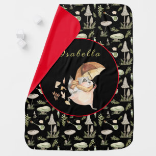 Autumn Raccoon Customize Text and Color Baby Blanket