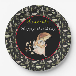 Autumn Raccoon Customize Text and Color Paper Plates