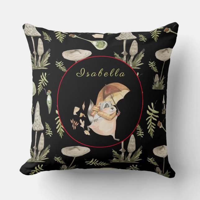 Autumn Raccoon Customize Text, Color 20"X20" Throw Pillow (Front)