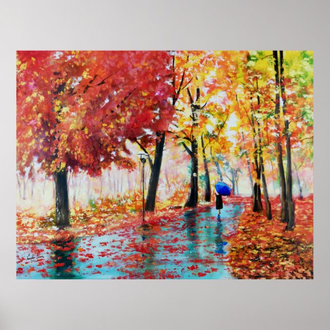 Autumn rain and an umbrella poster (Front)