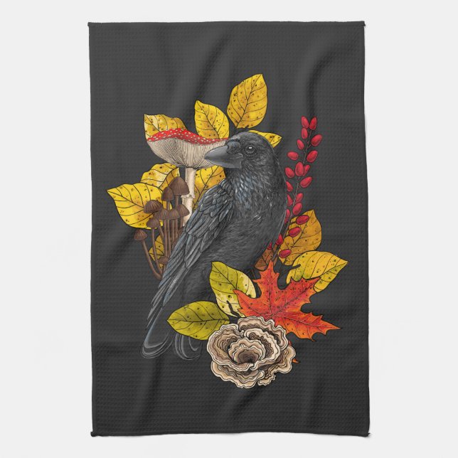 Autumn raven 2 kitchen towel (Vertical)