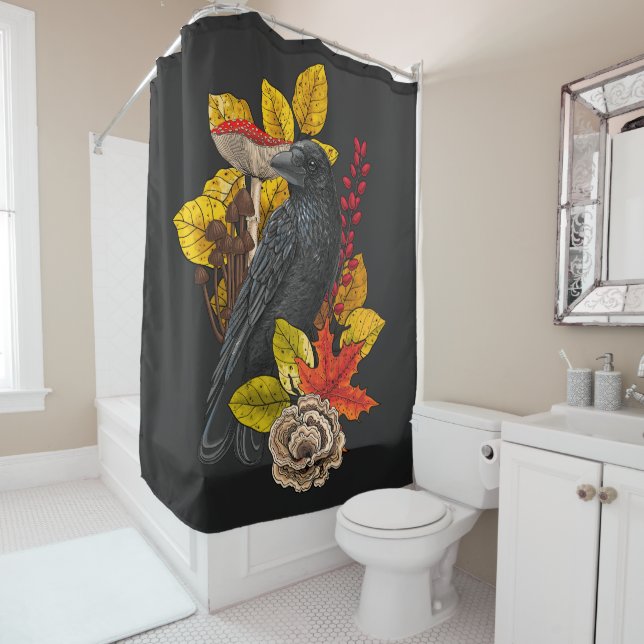 Autumn raven 2 shower curtain (In Situ)