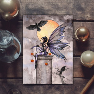 Autumn Raven Gothic Fairy Fantasy Postcard