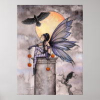 Autumn Raven Gothic Fantasy Fairy Poster